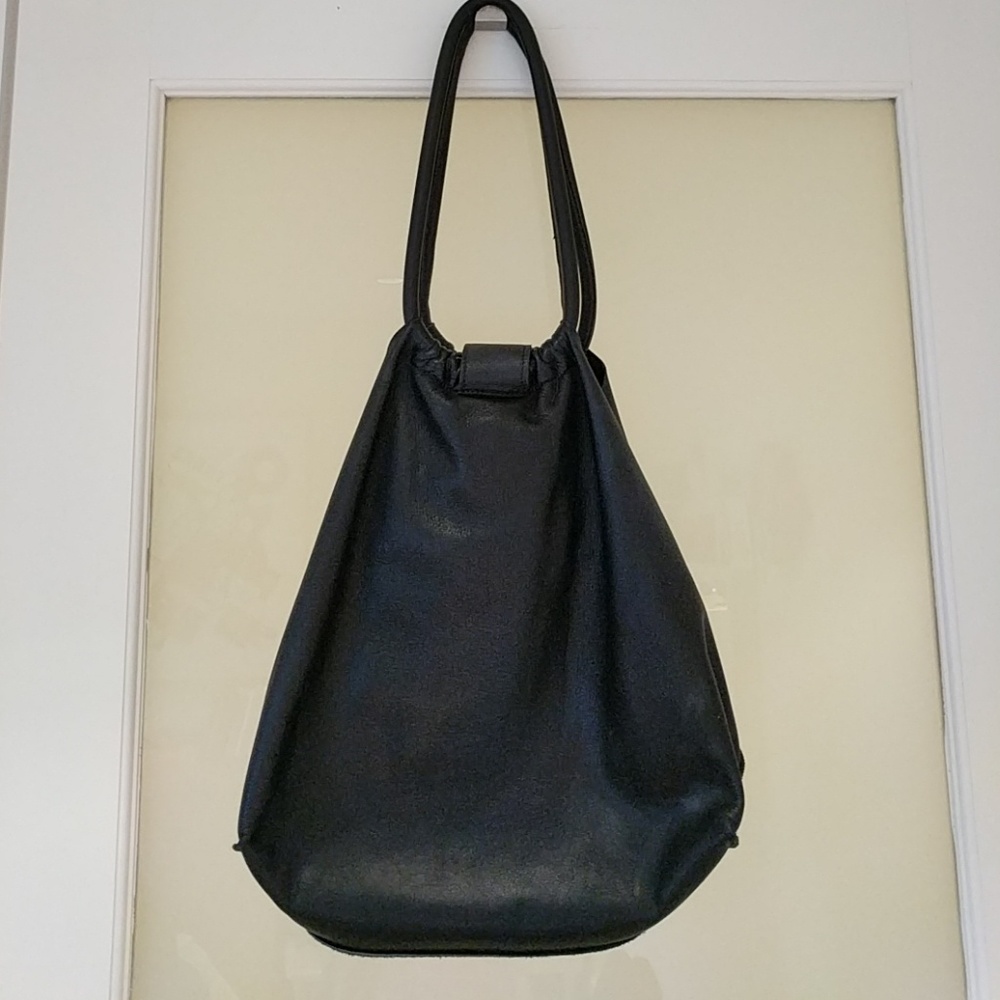 Black minimalist leather bag